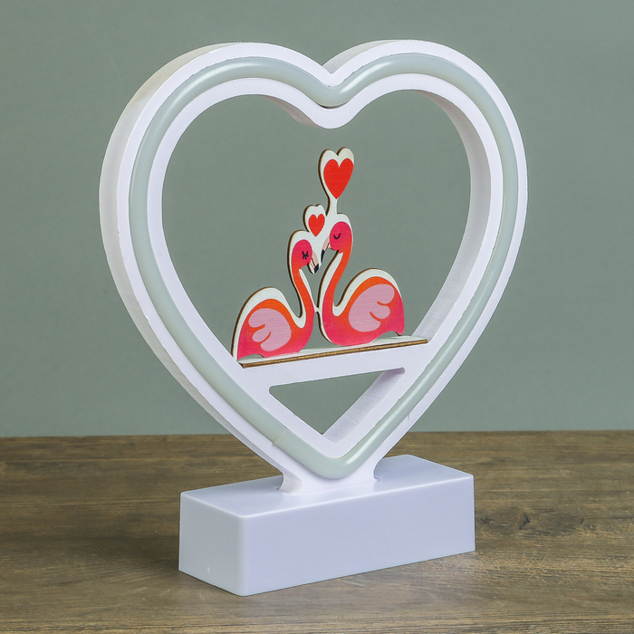 Ночник "Влюблённые фламинго" от 3ААА диодная лента МИКС 20х19х4,5 см