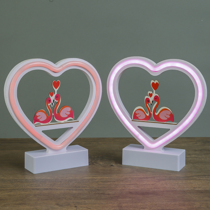 Ночник "Влюблённые фламинго" от 3ААА диодная лента МИКС 20х19х4,5 см