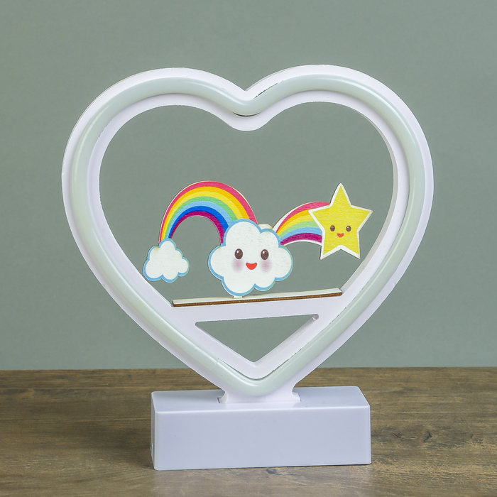 Ночник "Облачко, звёздочка и радуга" от 3ААА диодная лента МИКС 20х19х4,5 см