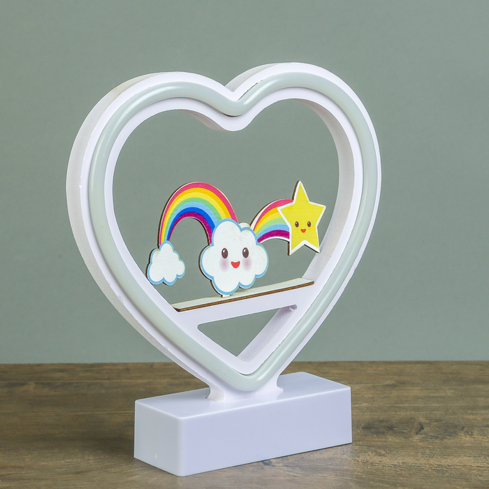 Ночник "Облачко, звёздочка и радуга" от 3ААА диодная лента МИКС 20х19х4,5 см