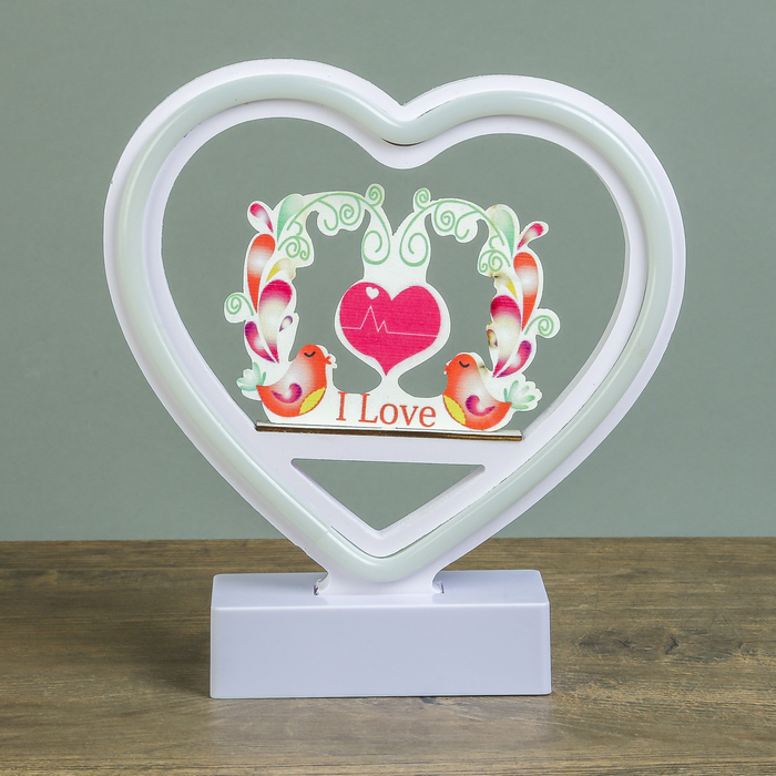 Ночник "Влюблённые птички" от 3ААА диодная лента МИКС 20х19х4,5 см