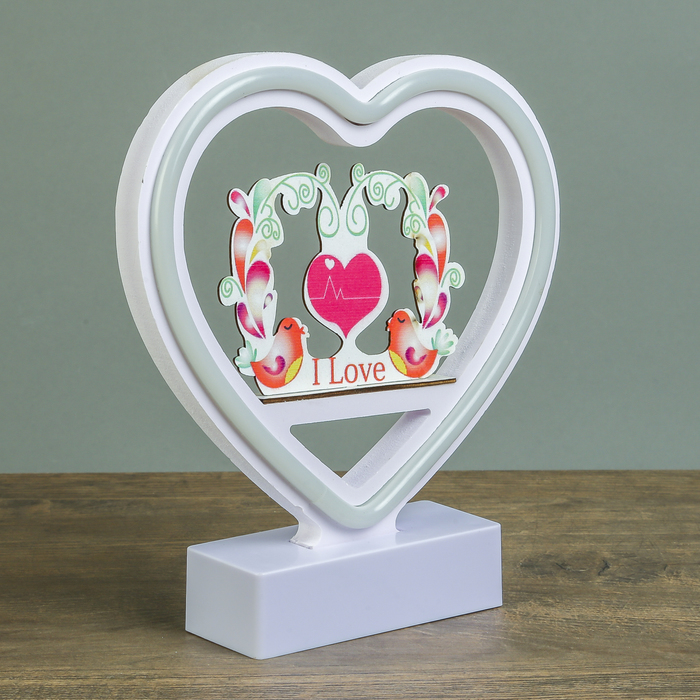 Ночник "Влюблённые птички" от 3ААА диодная лента МИКС 20х19х4,5 см