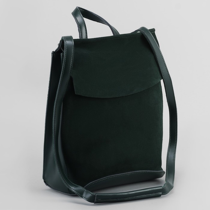 Рюкзак молодёжный, отдел на молнии, с расширением, наружный карман, цвет зелёный