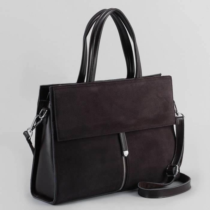 Сумка женская, отдел с перегородкой, 3 наружных кармана, длинный ремень, цвет кофе