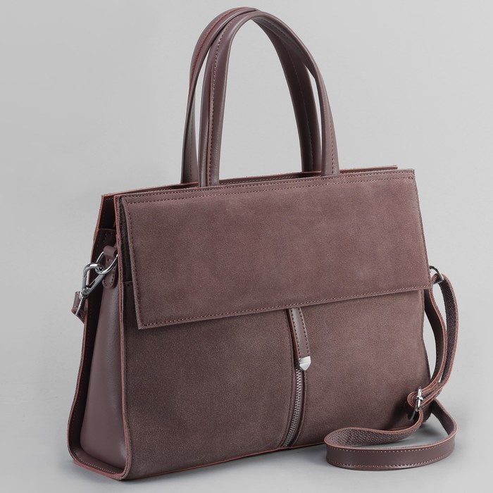 Сумка женская, отдел с перегородкой, 3 наружных кармана, длинный ремень, цвет пудровый