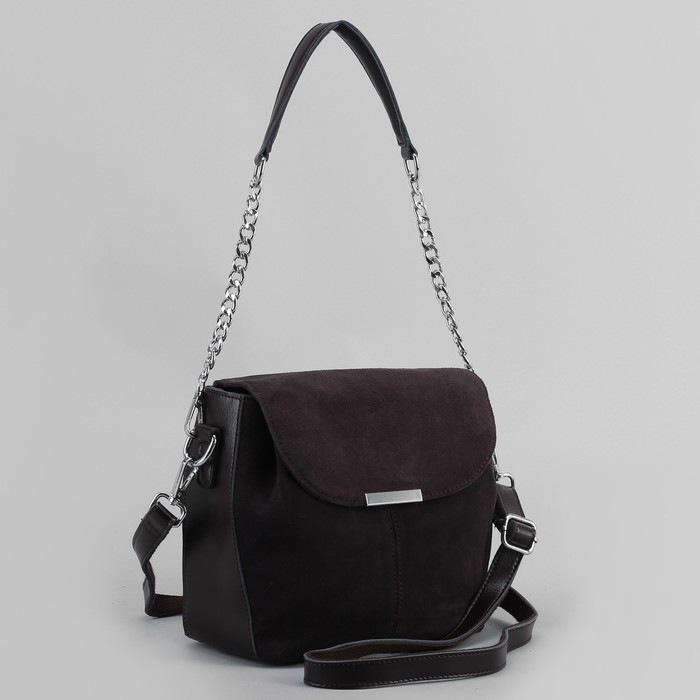 Сумка женская, отдел с перегородкой, наружный карман, длинный ремень, цвет кофе