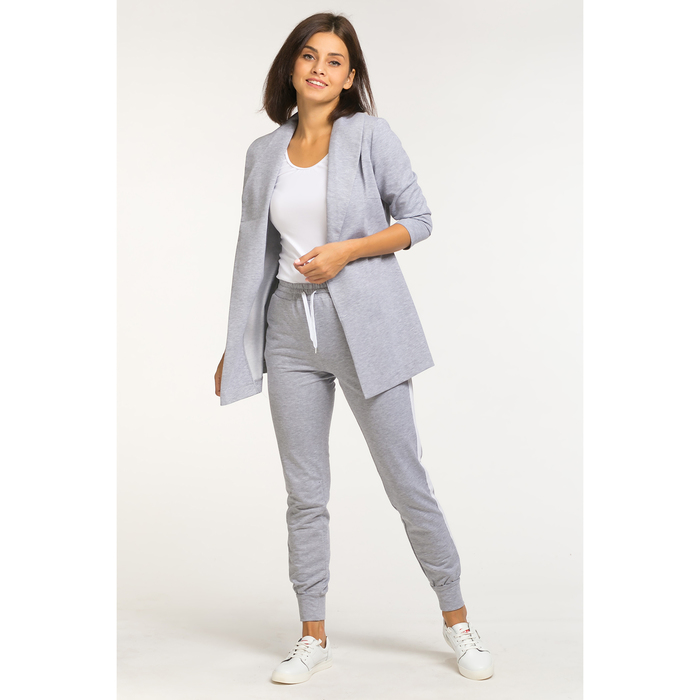 Костюм женский трикотажный MINAKU (жакет, брюки), размер 42, цвет серый