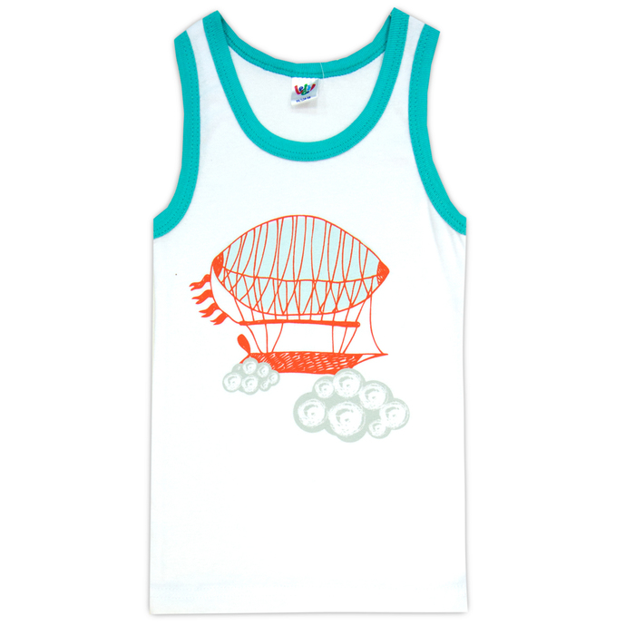 Комплект для мальчика майка/трусы, белый/с.бирюзовый, рост 98/104 (56)