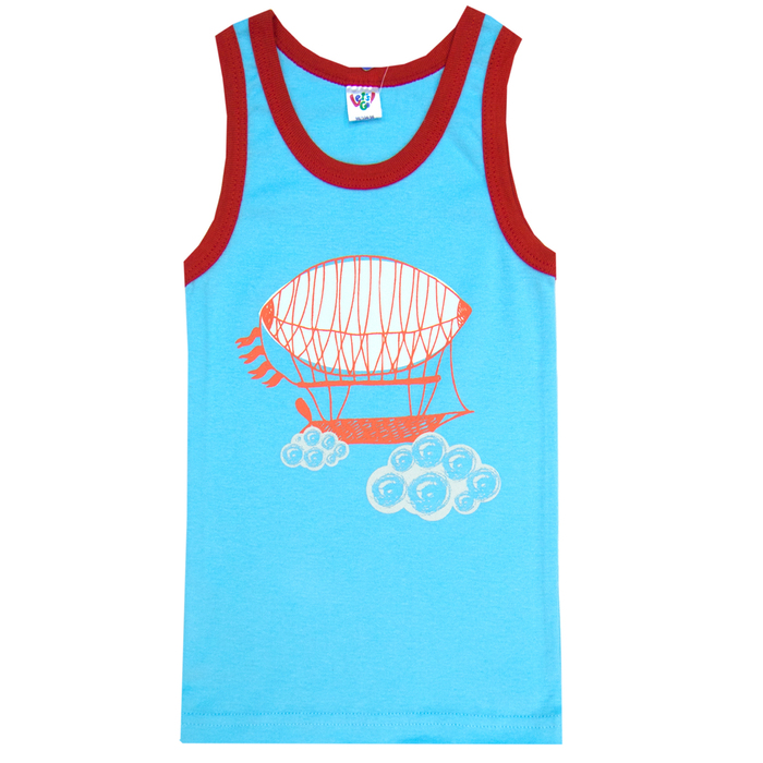 Комплект для мальчика майка/трусы, голубой/красный, рост 92 (52)