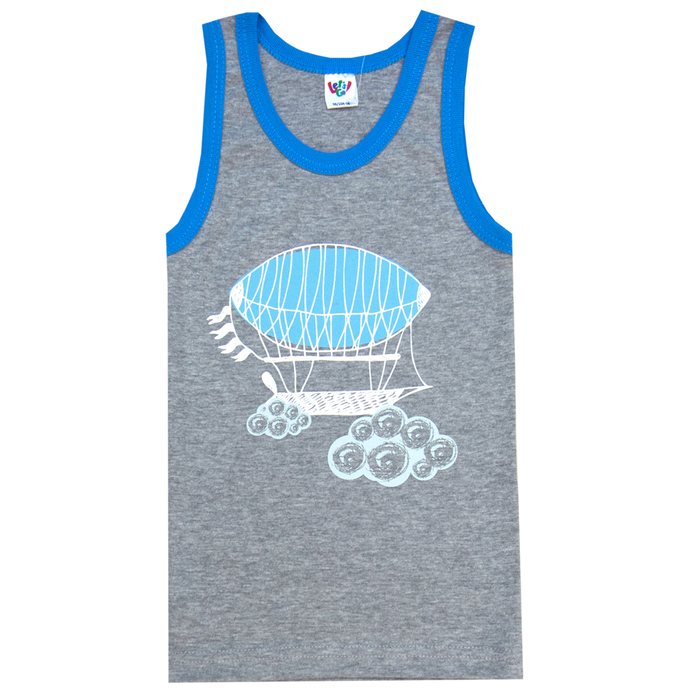 Комплект для мальчика майка/трусы, серй меланж/голубой, рост 92 (52)