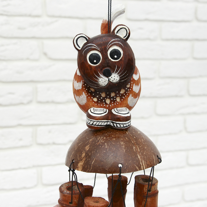 Музыка ветра бамбук "Смешная кошечка" 11х11х45 см