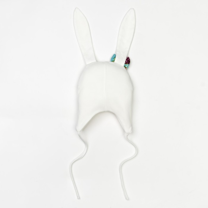 Шапка Зайчик с бантиком, молочный, р-р 36-40 см