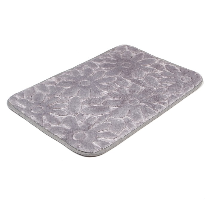 Коврик для ванной "Ромашки", цвет серый