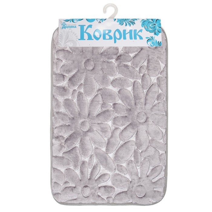 Коврик для ванной "Ромашки", цвет серый