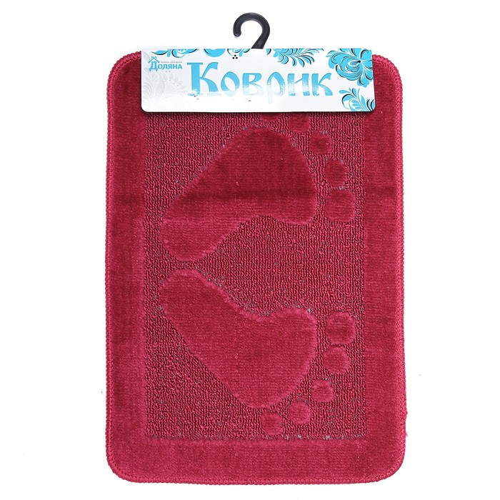 Коврик для ванной "Ноги" 40х60 см, цвет бордовый