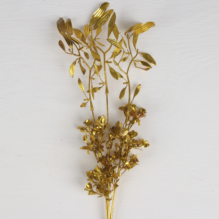 Цветы искусственные блеск "Цветущая ветвь" 30 см, золото