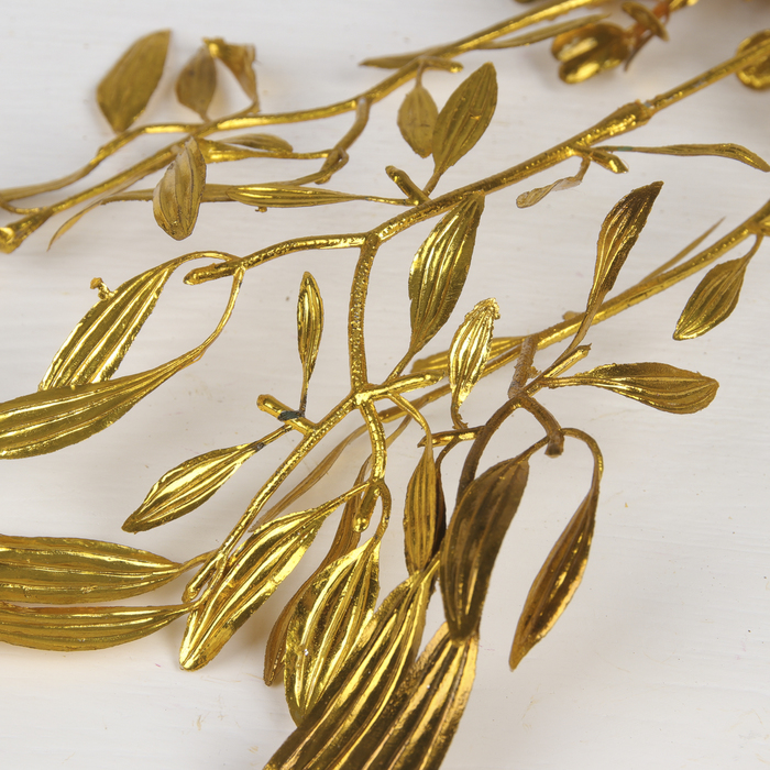 Цветы искусственные блеск "Цветущая ветвь" 30 см, золото