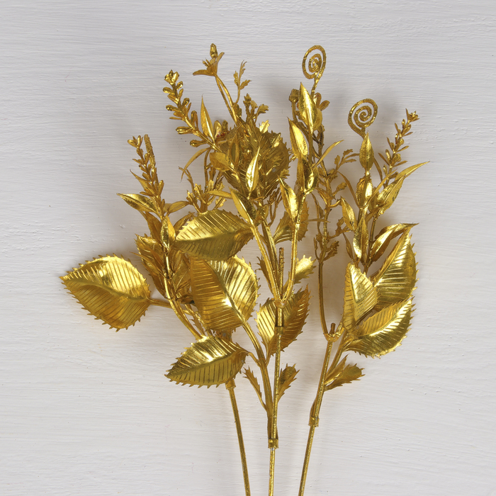 Цветы искусственные блеск "Букет с завитушками" 36 см, золото