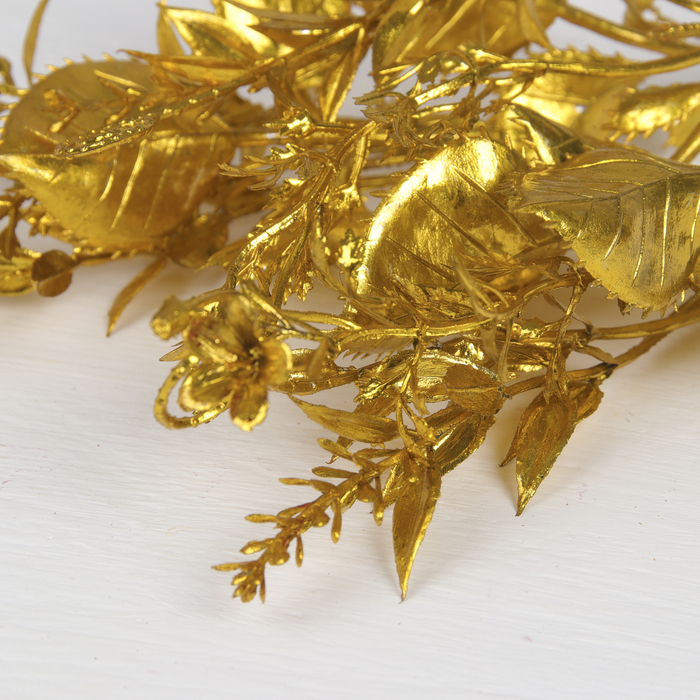 Цветы искусственные блеск "Букет с завитушками" 36 см, золото