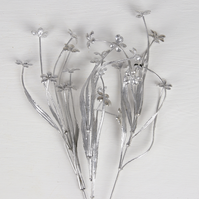 Цветы искусственные блеск "Цветочки" 2,5*38 см, серебро