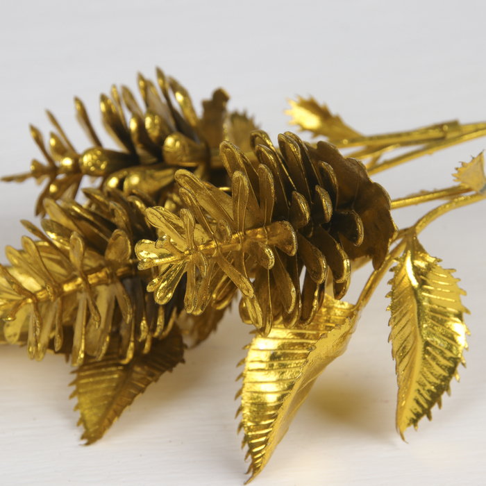 Цветы искусственные блеск "Букет шишек" 4*30 см, золото