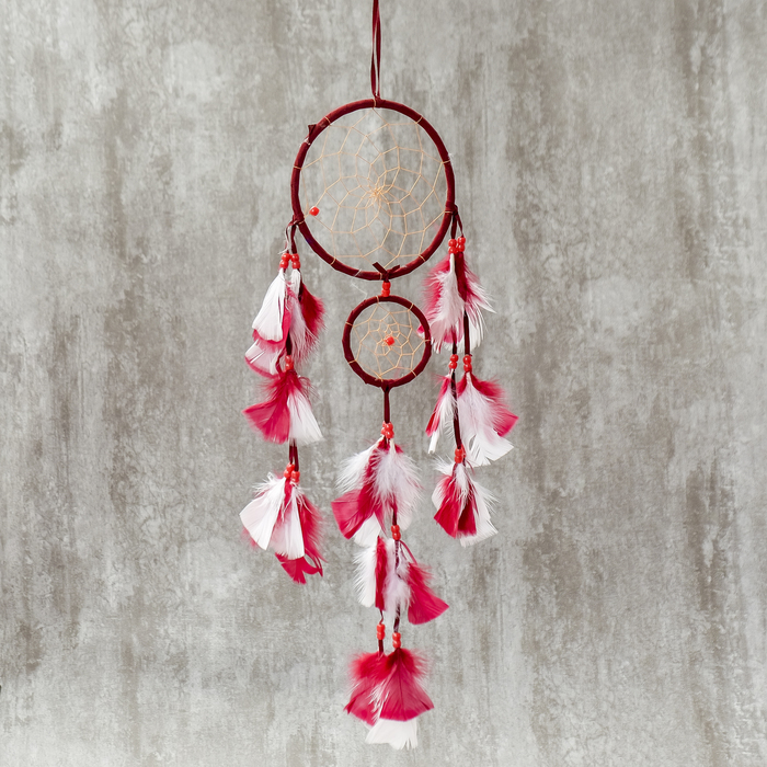 Ловец снов паутинка "Бордо" d=16, d=8 см длина 50 см МИКС