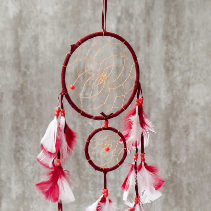 Ловец снов паутинка "Бордо" d=16, d=8 см длина 50 см МИКС