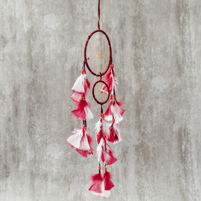 Ловец снов паутинка "Бордо" d=16, d=8 см длина 50 см МИКС