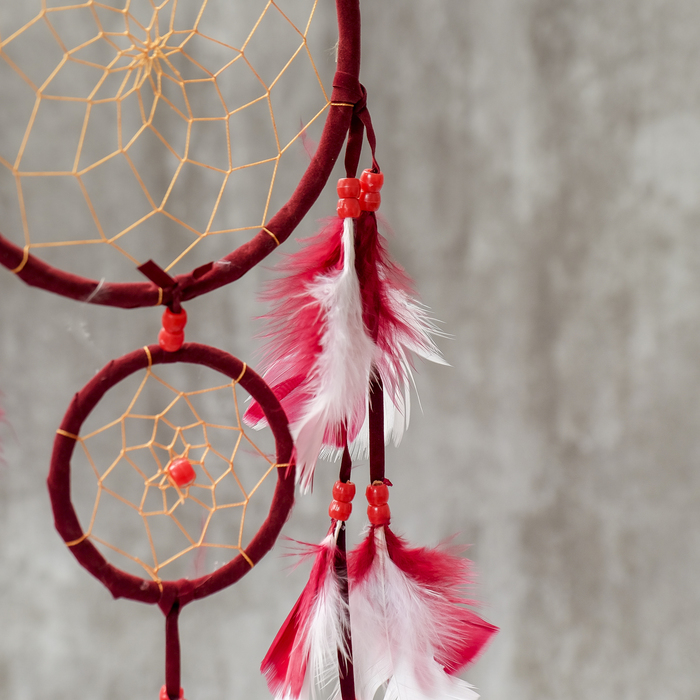 Ловец снов паутинка "Бордо" d=16, d=8 см длина 50 см МИКС