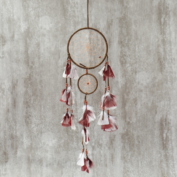 Ловец снов паутинка "Бордо" d=16, d=8 см длина 50 см МИКС