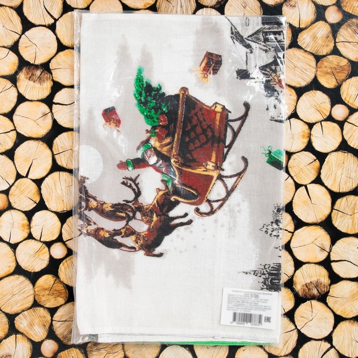 Комплект полотенец для кухни Spany 35x61 2шт, рогожка, хл.100%, Дед мороз