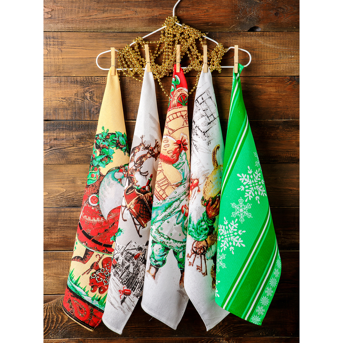 Комплект полотенец для кухни Spany 35x61 2шт, рогожка, хл.100%, Волшебник