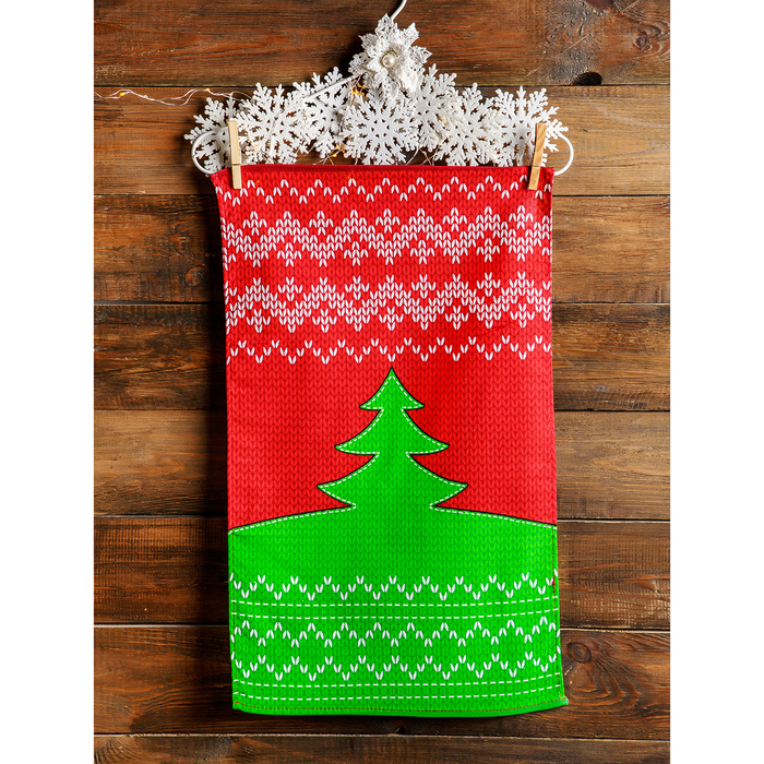 Полотенце для кухни Spany 35x61, рогожка, хл.100%, Ёлка