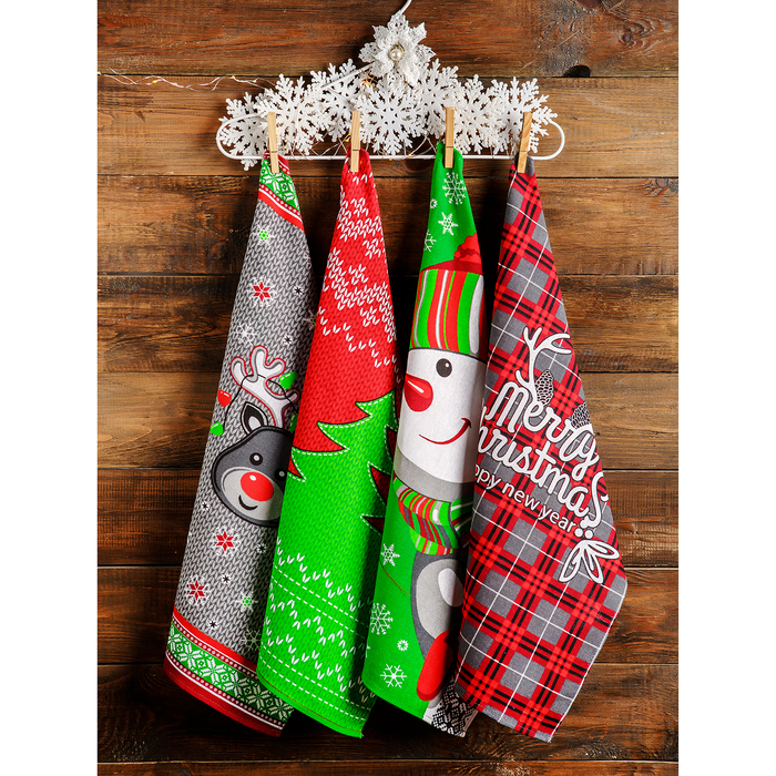 Полотенце для кухни Spany 35x61, рогожка, хл.100%, Ёлка