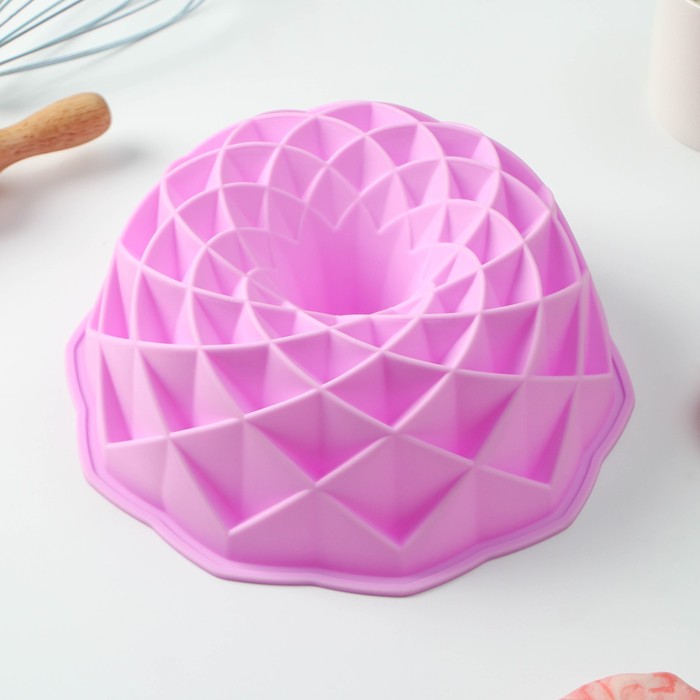 Форма для выпечки Доляна «Ромбовидная», силикон, d=23 см, цвет розовый форма силиконовая для выпечки доляна сердцецветик 9 5×5 см цвет розовый