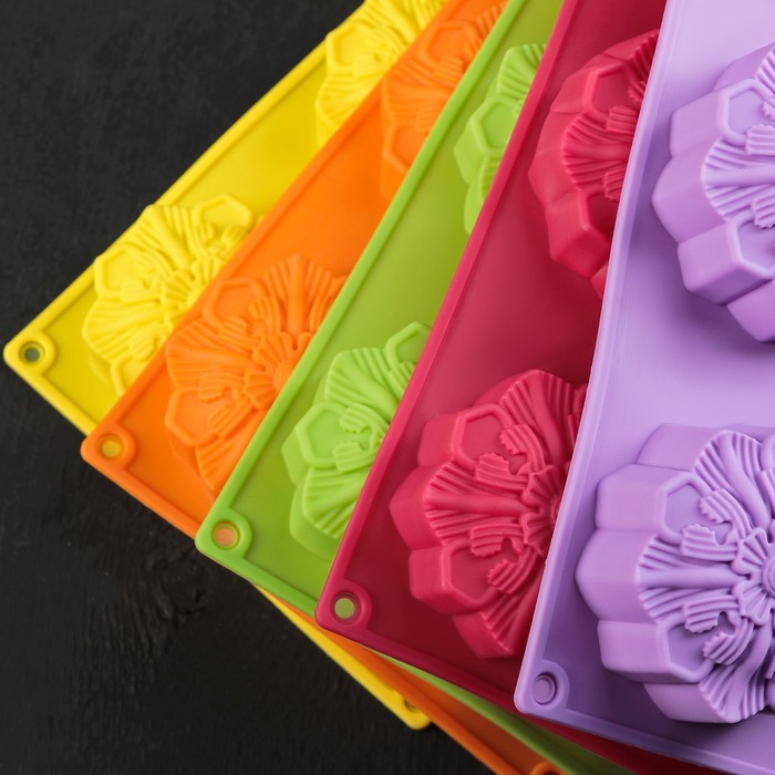 Форма для выпечки "Цветы. Цветик", 6 ячеек, цвет МИКС