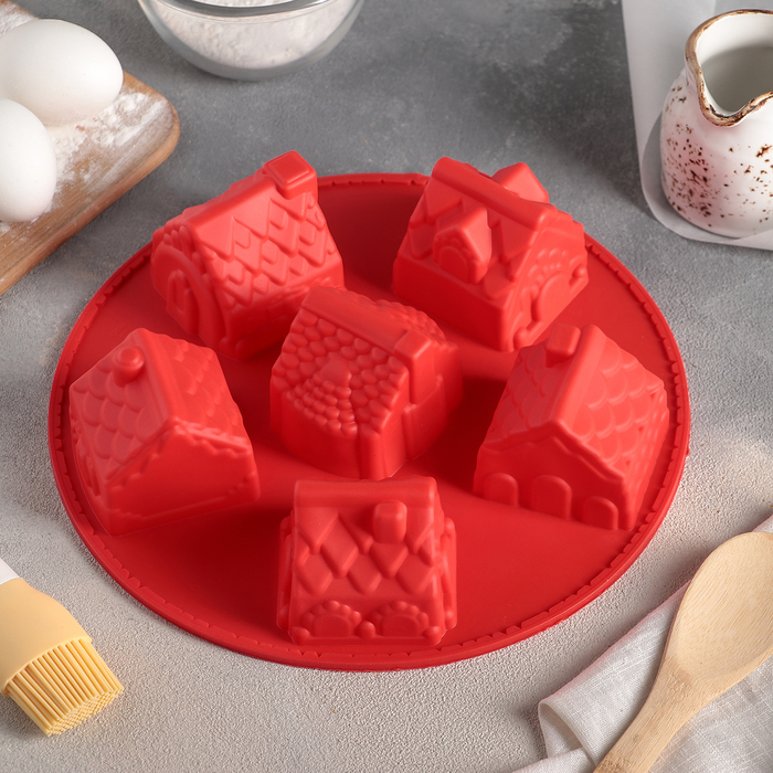 Форма для выпечки "Здания.Дом", 6 ячеек, цвет МИКС