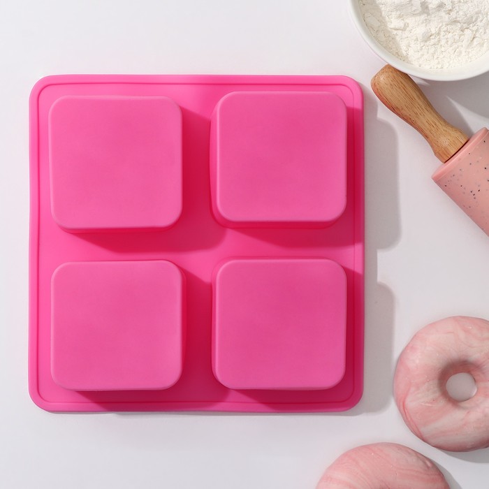 Форма для выпечки "Фигуры.Квадрат", 4 ячейки, цвет МИКС