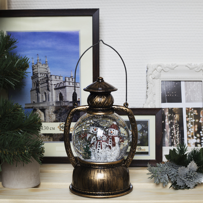 Фигура световая новогодний фонарик "Снеговики", 20х14х11 см, 3*АА (не в компл.), Т-БЕЛЫЙ