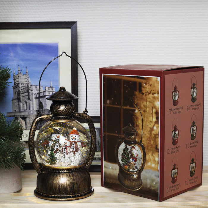 Фигура световая новогодний фонарик "Снеговики", 20х14х11 см, 3*АА (не в компл.), Т-БЕЛЫЙ