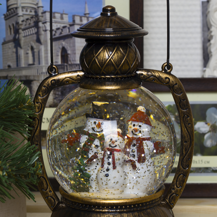 Фигура световая новогодний фонарик "Снеговики", 20х14х11 см, 3*АА (не в компл.), Т-БЕЛЫЙ