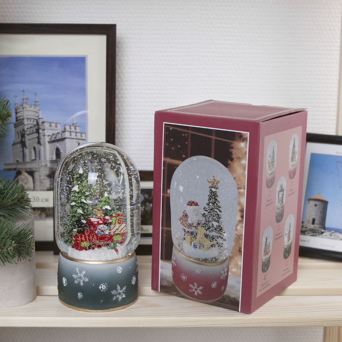 Фигура световая новогодний шар "Паровоз и ёлка", 19х10х10 см, 3*АА(не в комп),Т-БЕЛЫЙ