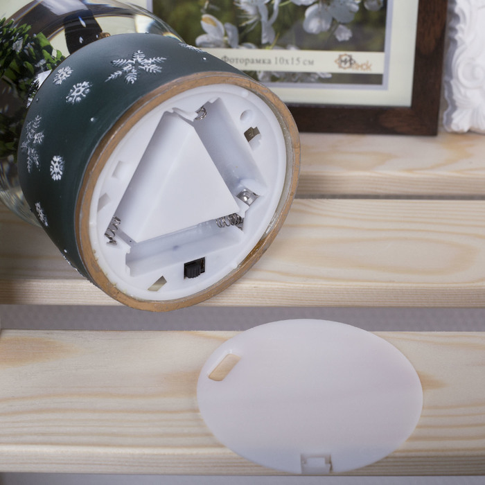 Фигура световая новогодний шар "Паровоз и ёлка", 19х10х10 см, 3*АА(не в комп),Т-БЕЛЫЙ