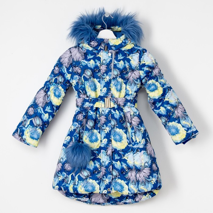 Пальто зимнее для девочки "Меццо", рост 140 см, цвет синий