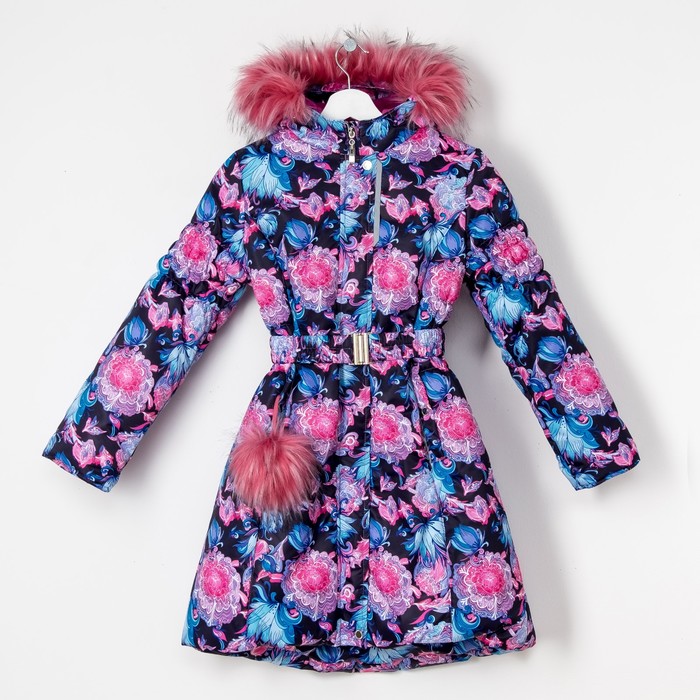 Пальто зимнее для девочки "Меццо", рост 128 см, цвет розовый