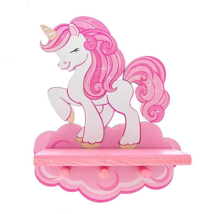 Полка детская с крючками "Единорог"