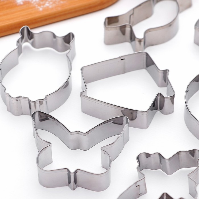 Набор форм для вырезания печенья "Дом, цветок, крест, привидение, животные", 8 шт