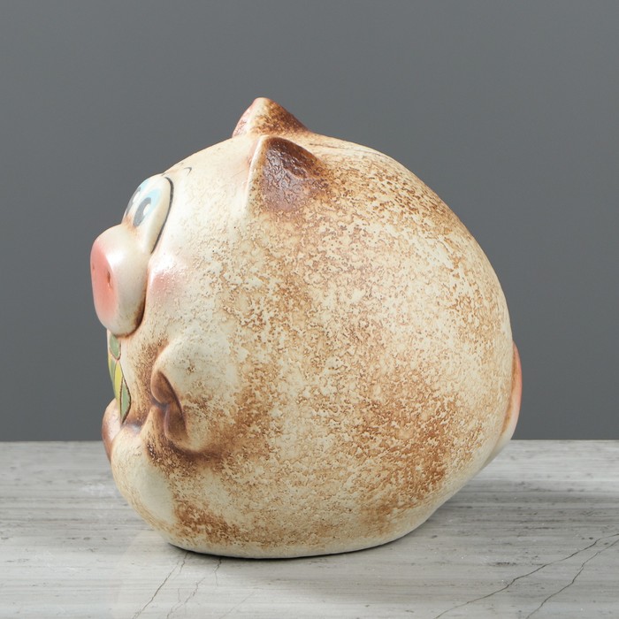 Копилка "Свинка Шарик" малая, шамот, микс