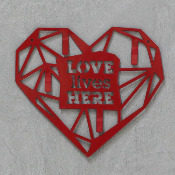 Панно с крючками "Сердце", красный