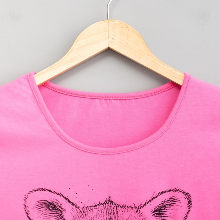 Футболка женская Енот, цвет розовый, размер 46